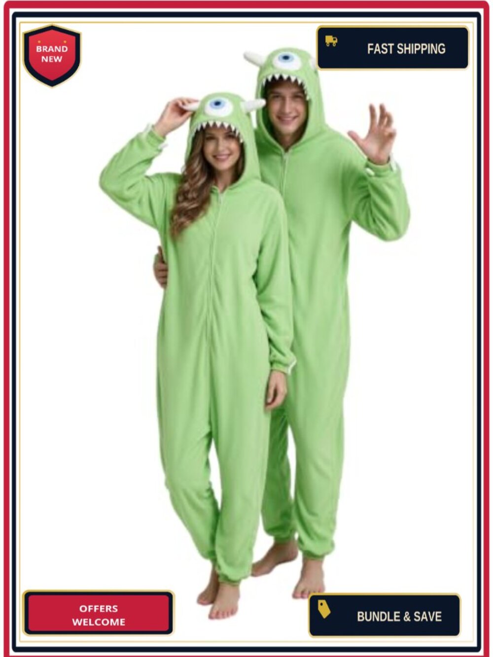 Adult Onesie Pajamas Double-Brushed Fleece Hooded One-Piece Sleepwear
